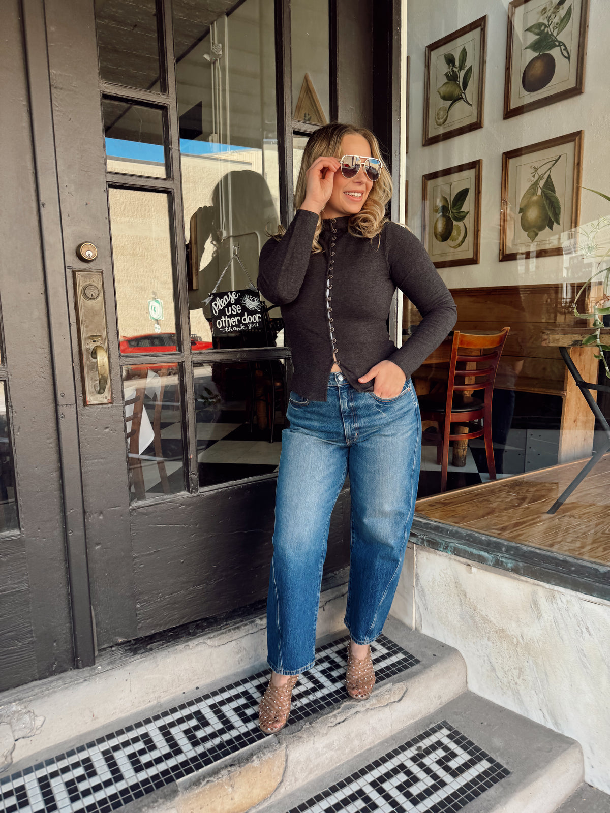 Charlotte Slim Cardi Charcoal