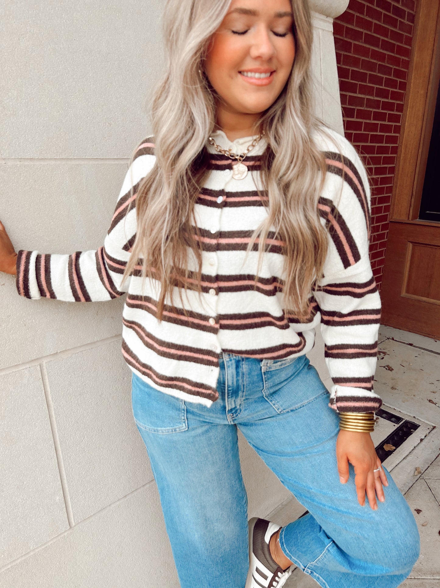 Ivory Multi Stripe Cardi