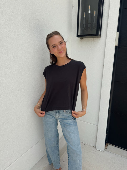Flex Sleeveless Tee Ash Black