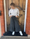 Signature Wide Leg Terry Pant- Washed Black