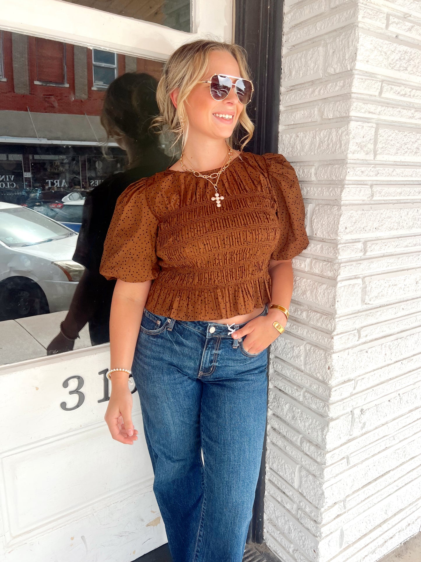 Smocked Dot Top