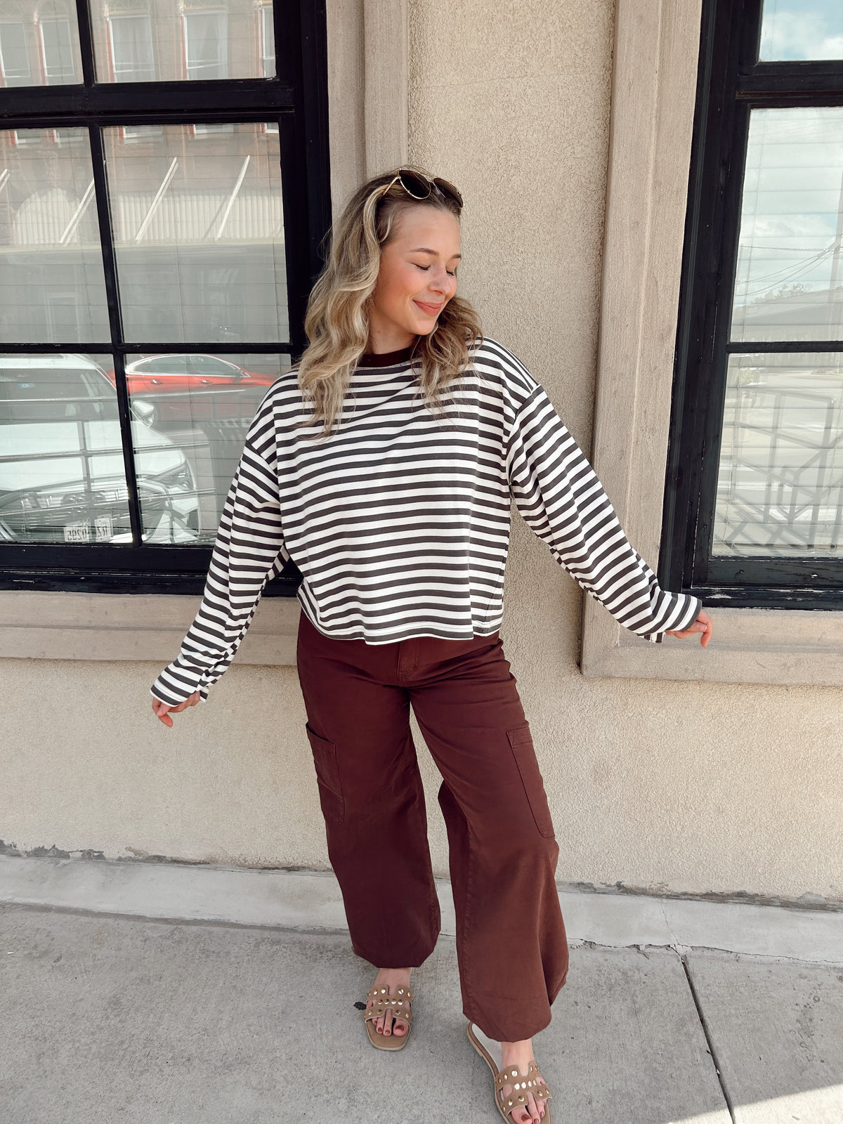 Hannah Colorblock stripe Charcoal
