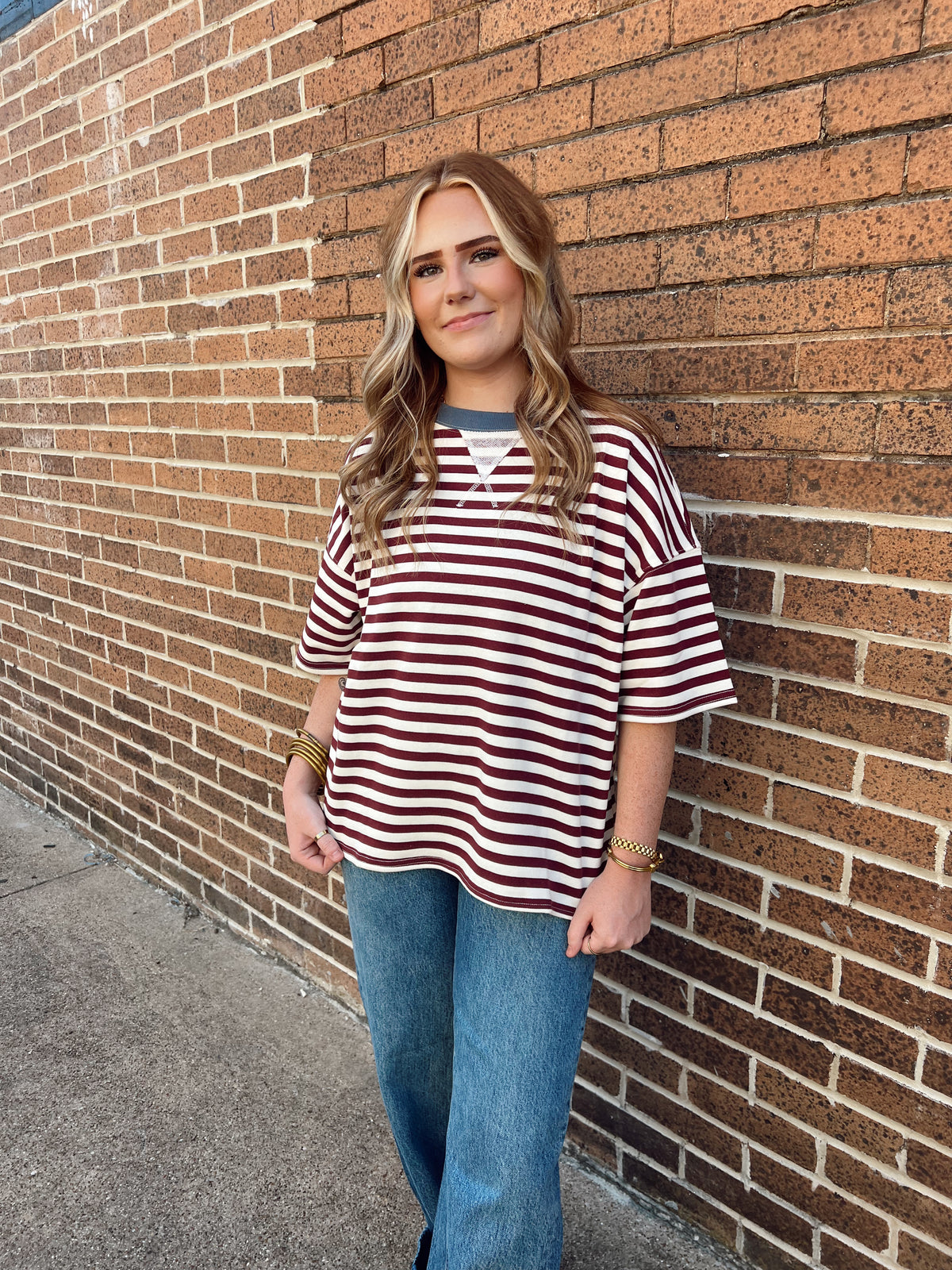 Show Your Stripes Top Maroon