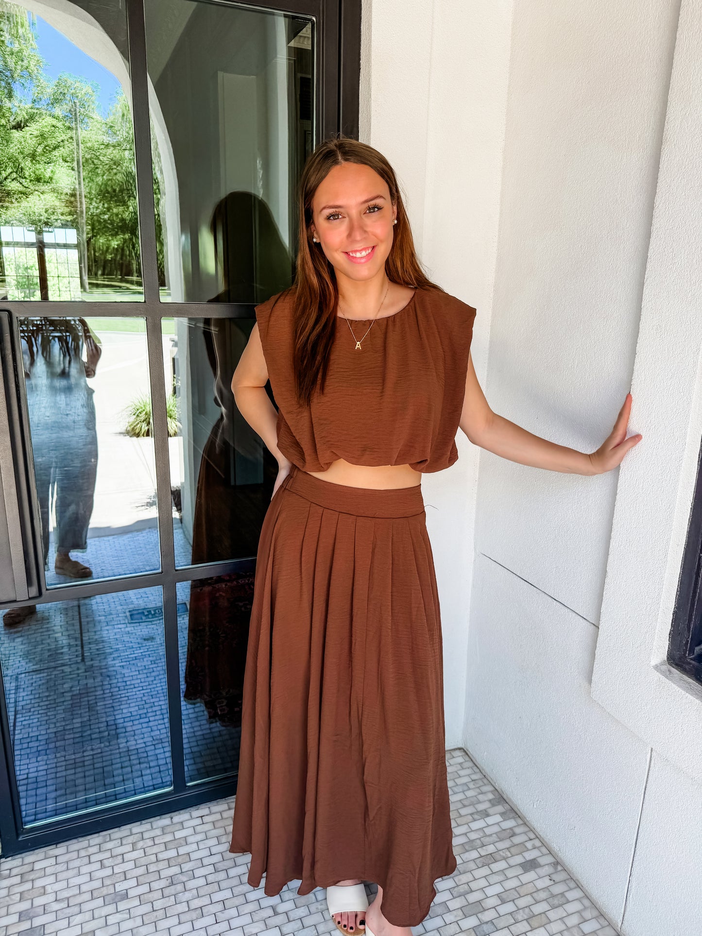 Summer Romance Skirt Set Brown