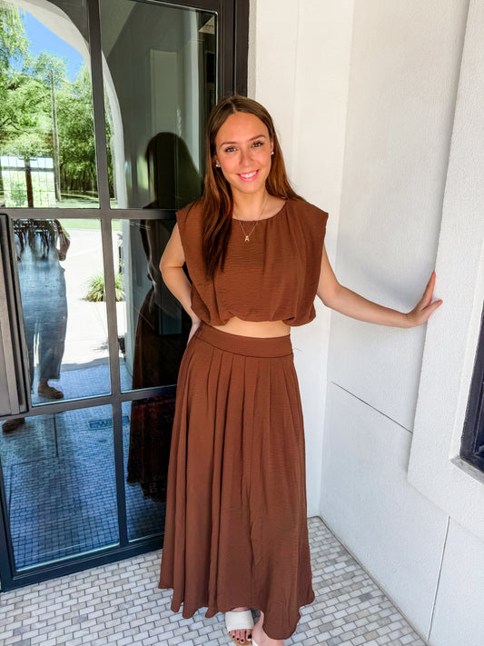 Summer Romance Skirt Set Brown