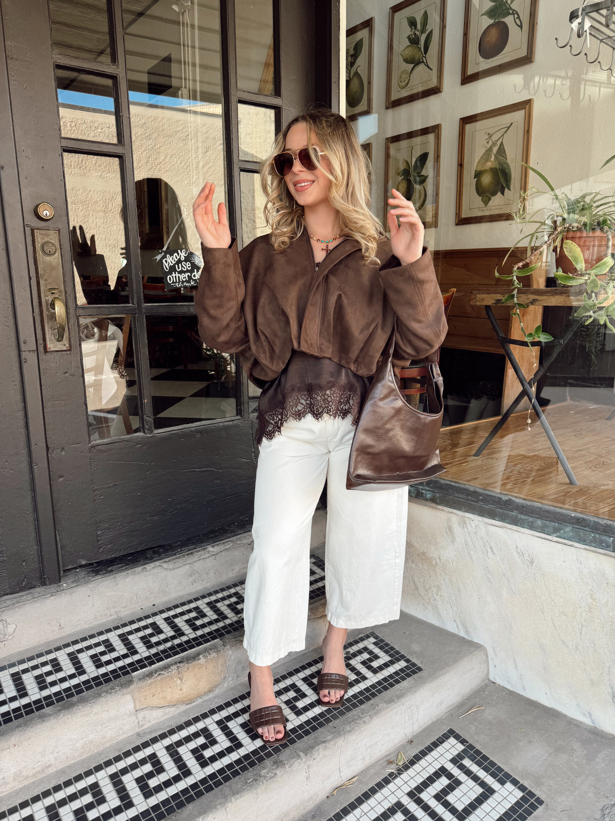 Dark Chocolate Crop Suede Jacket