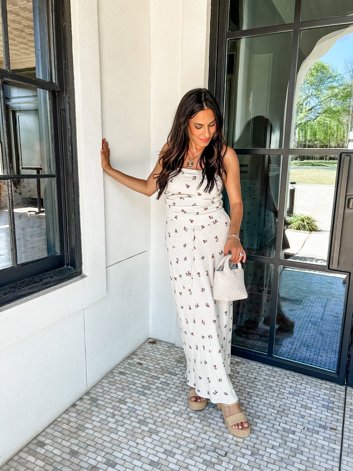 Berry Print Linen Skirt Set