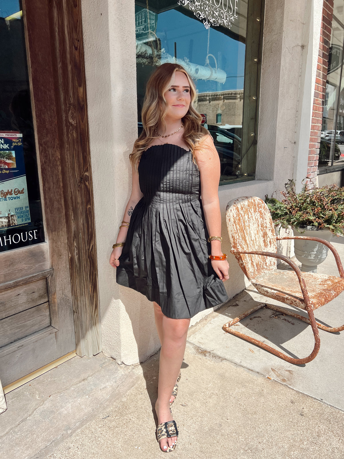 Promises Pleat Dress Black