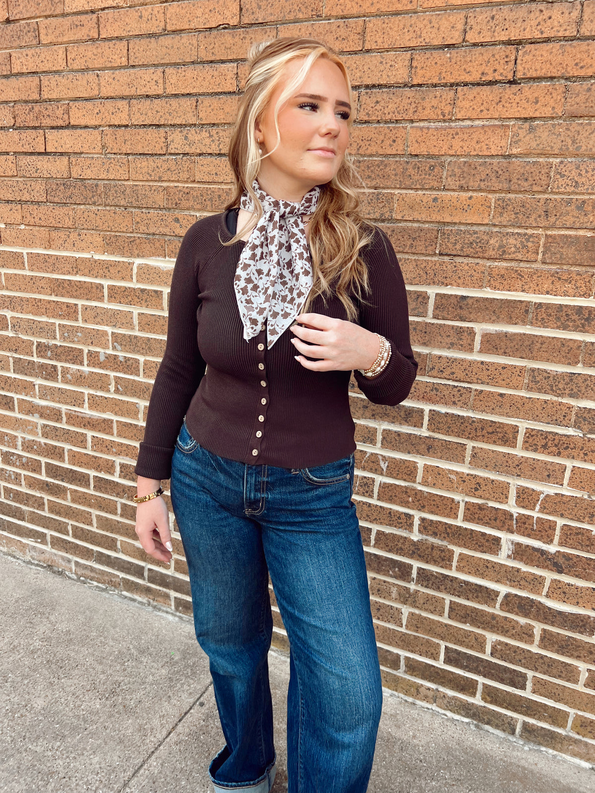 Wonder Button Cardigan Espresso