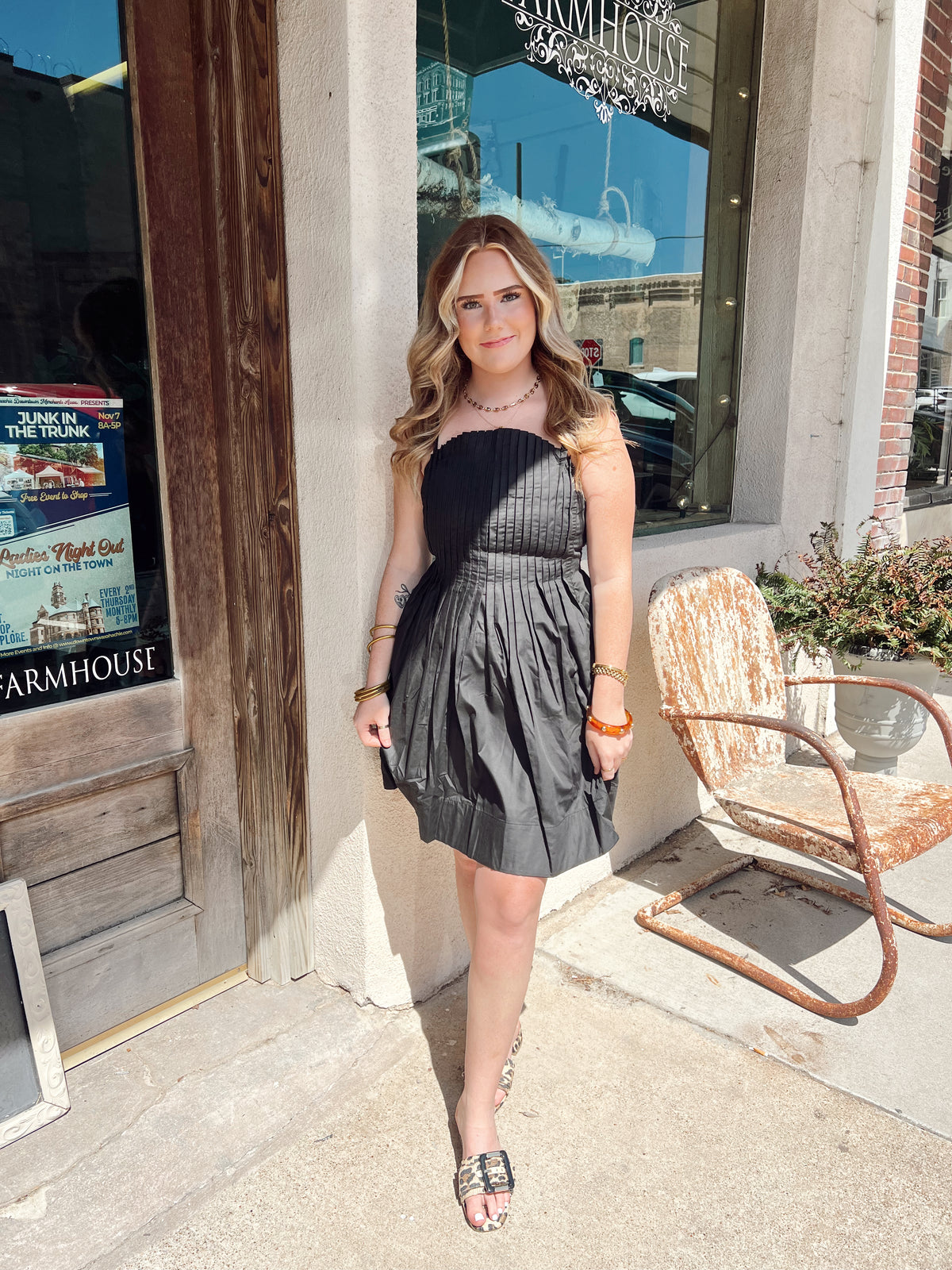 Promises Pleat Dress Black