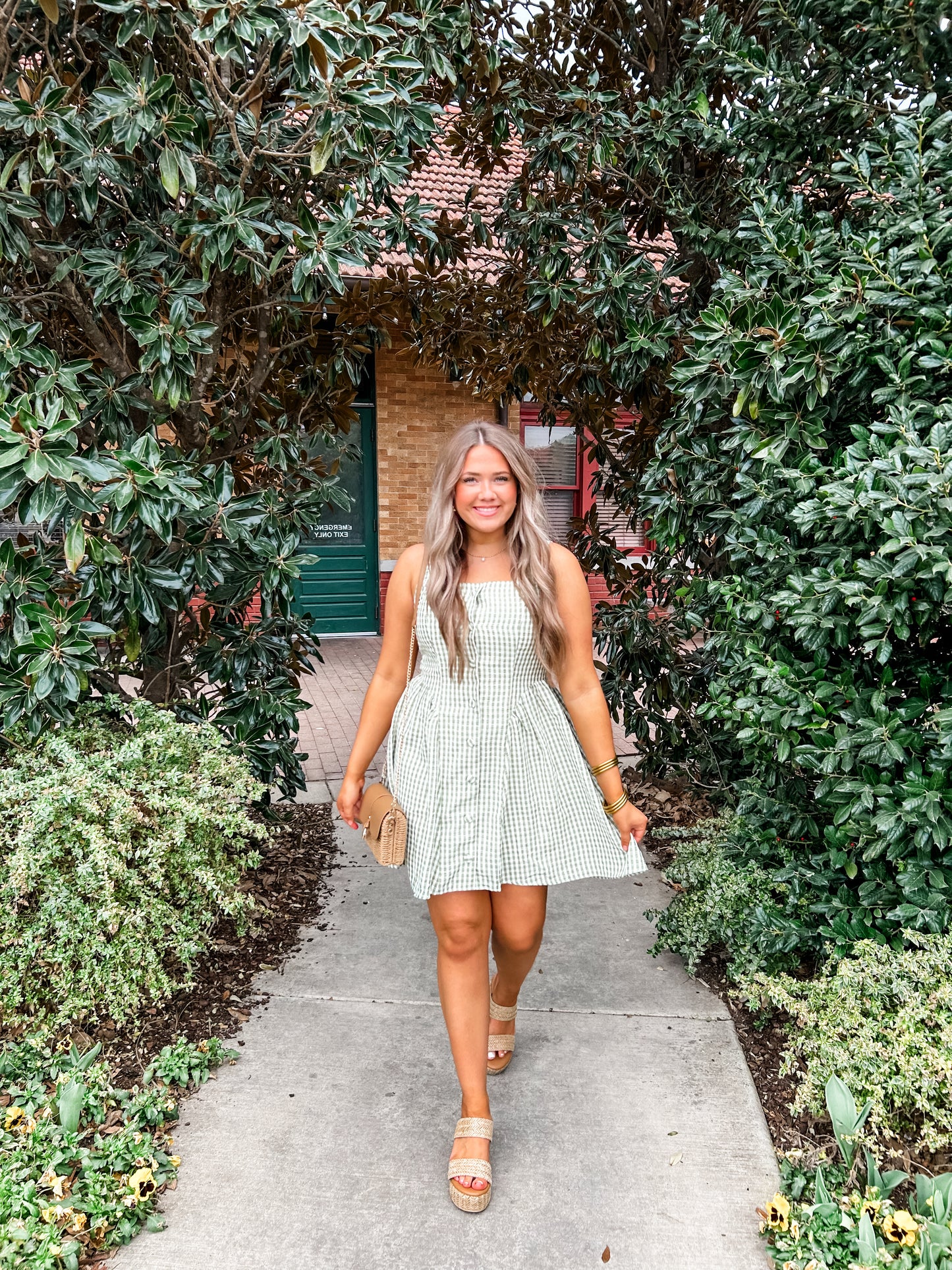 Matcha Gingam Mini Dress