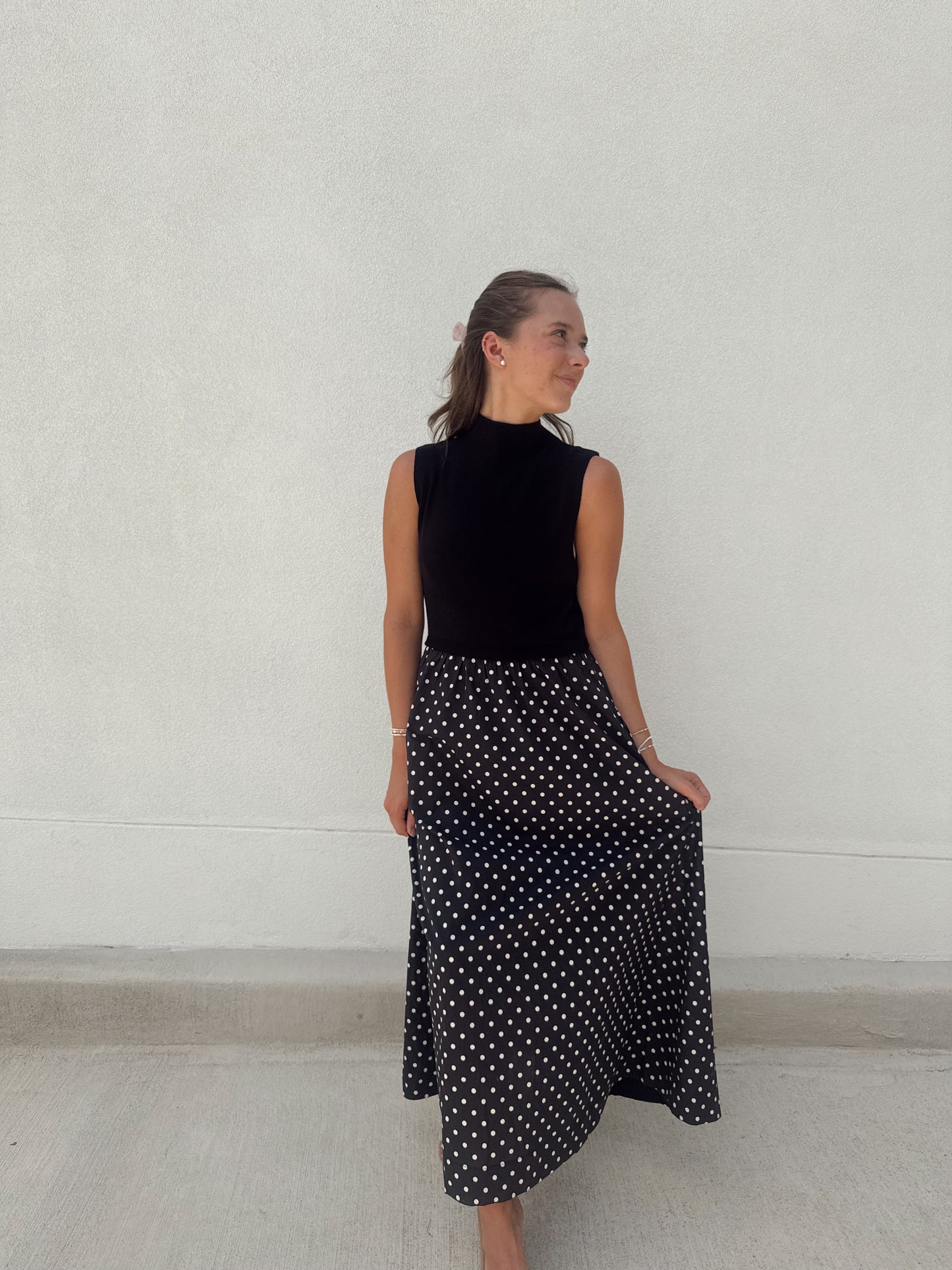 Black Mini Dot Dress