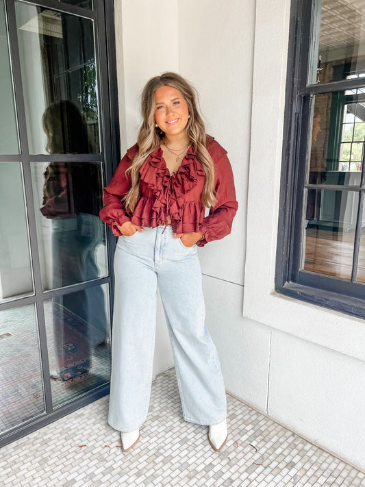 Rust & Ruffle Top