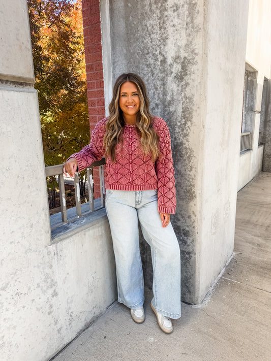 Raspberry Punch Crochet Sweater