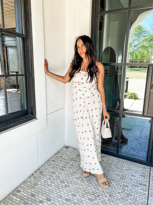 Berry Print Linen Skirt Set