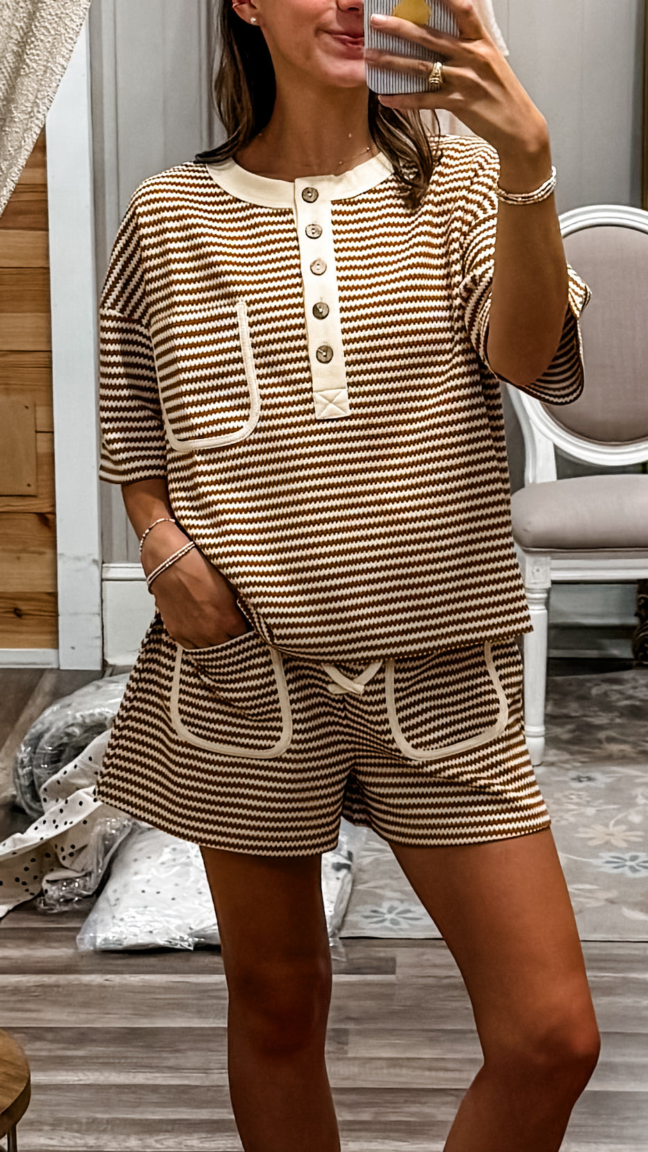 Zig Zag Stripe Short Set