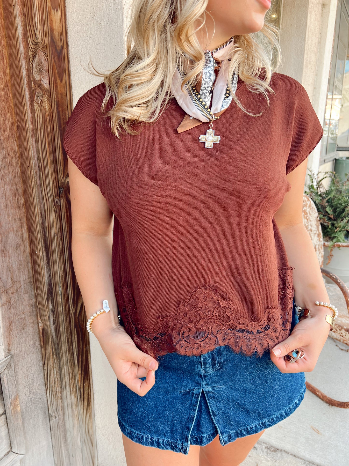 Bailey Brown Lace Top