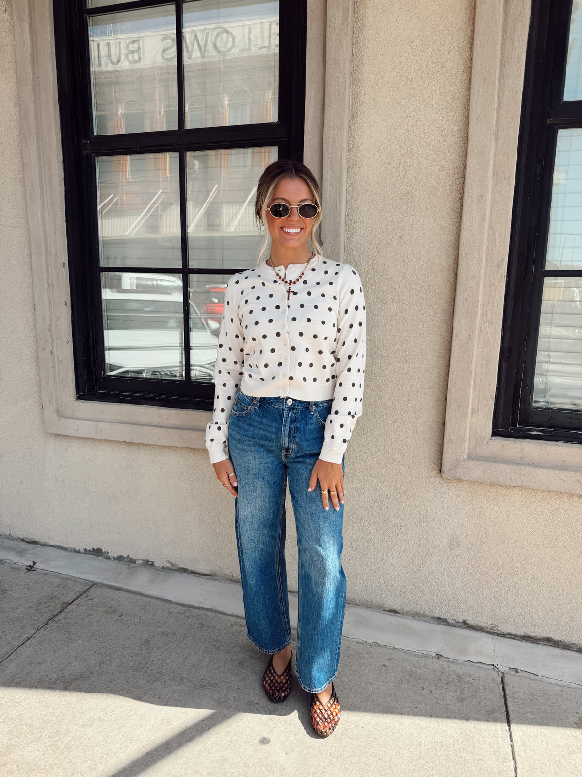 Creamy Dot Cardigan Sweater