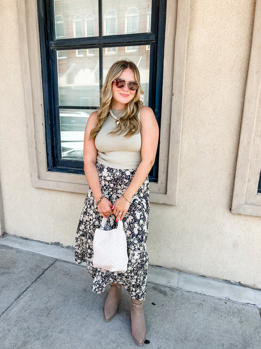 Painted Fields Midi Skirt
