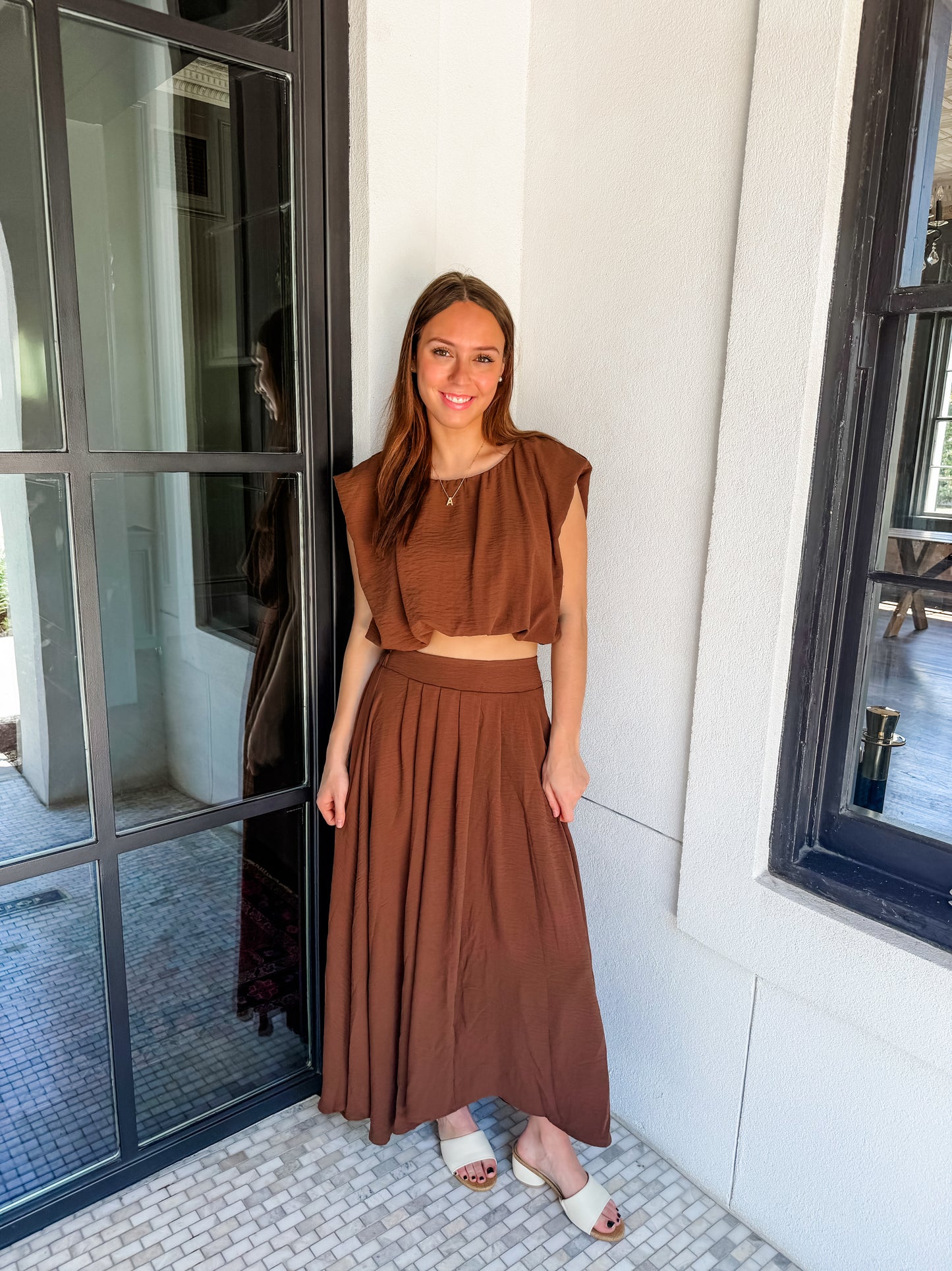 Summer Romance Skirt Set Brown