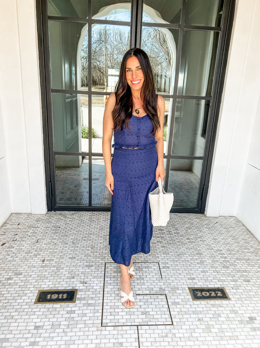 Emory Navy Skirt Set