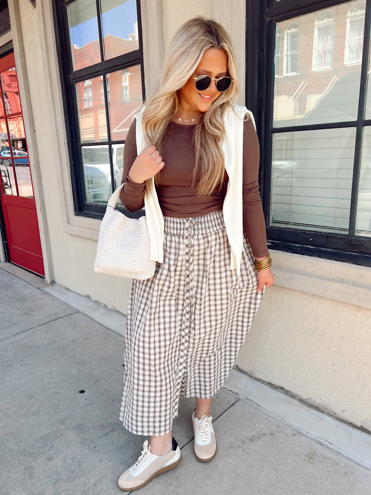 In the Plaid Midi Skirt