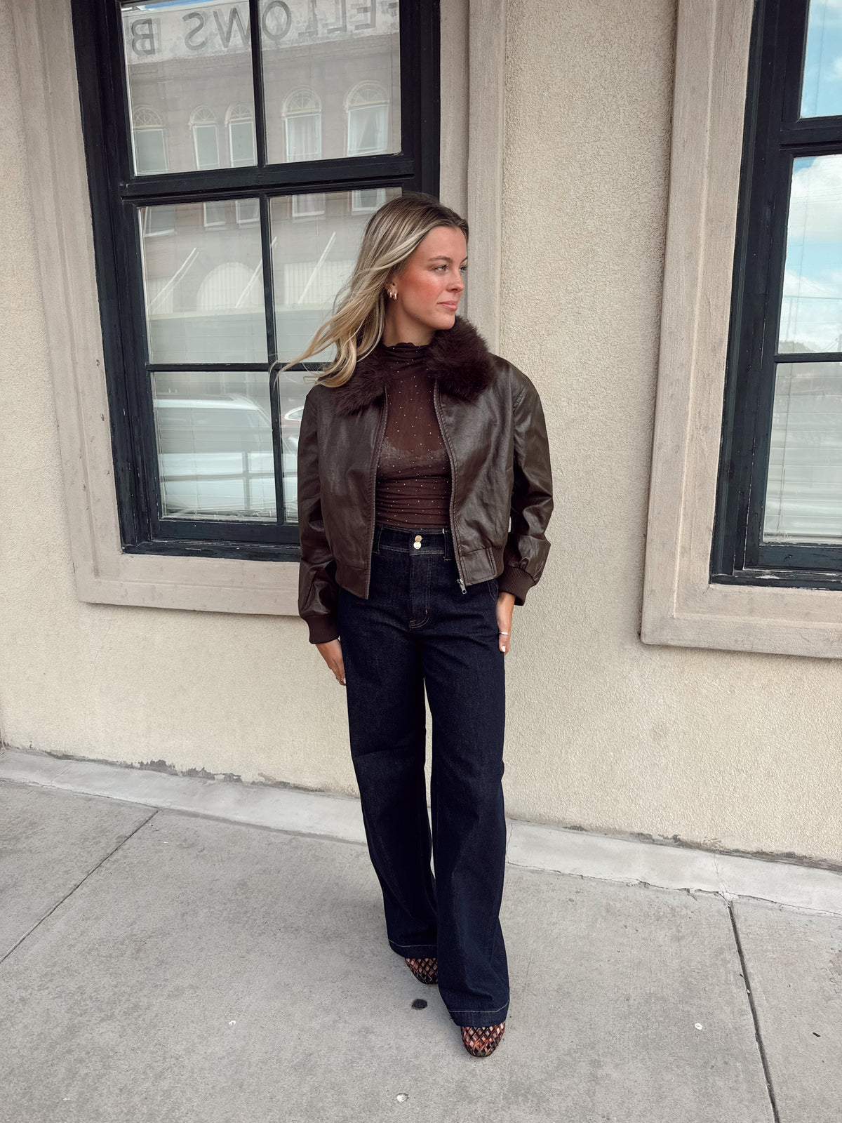 Confession Faux Leather Bomber