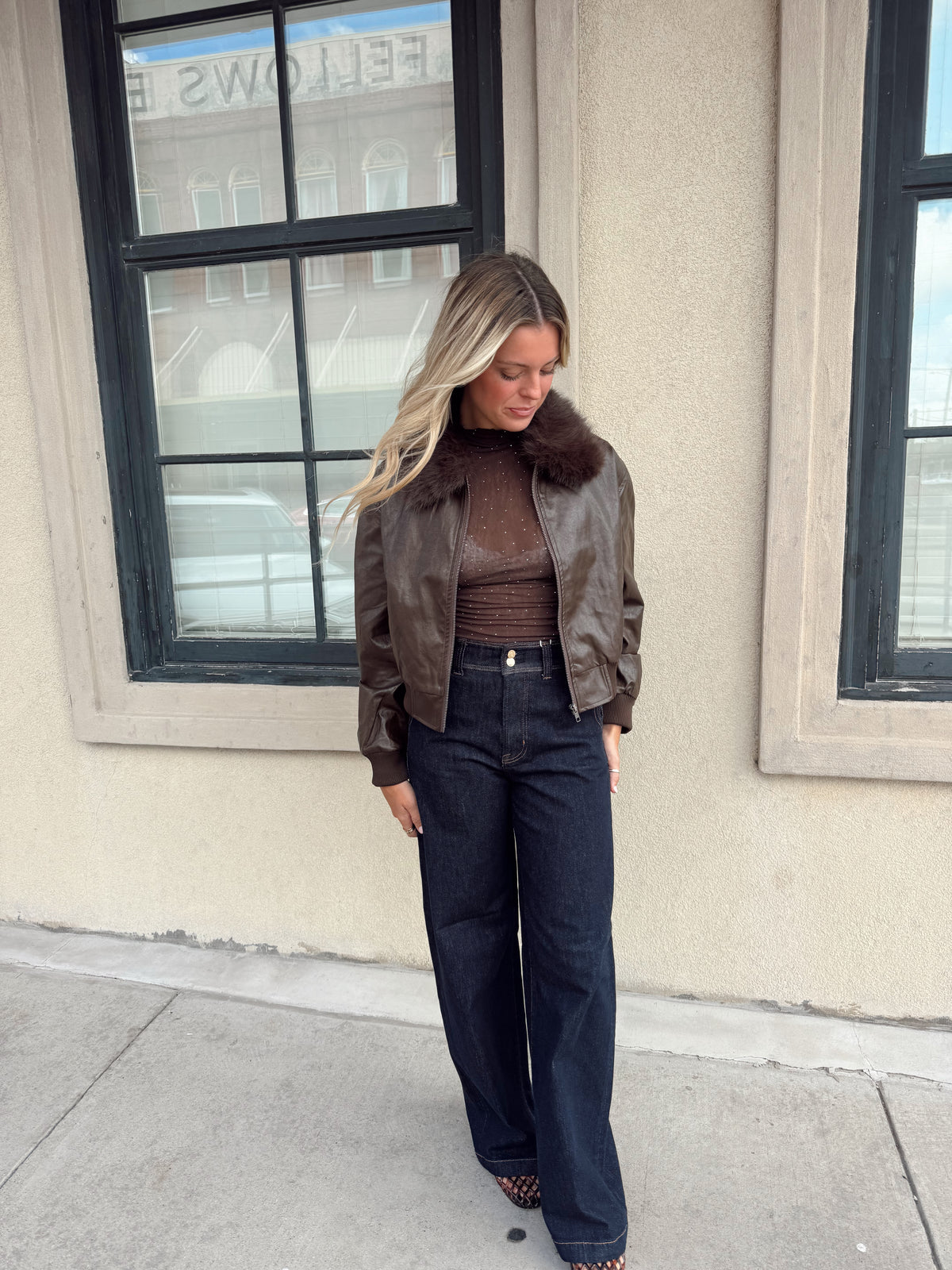 Confession Faux Leather Bomber