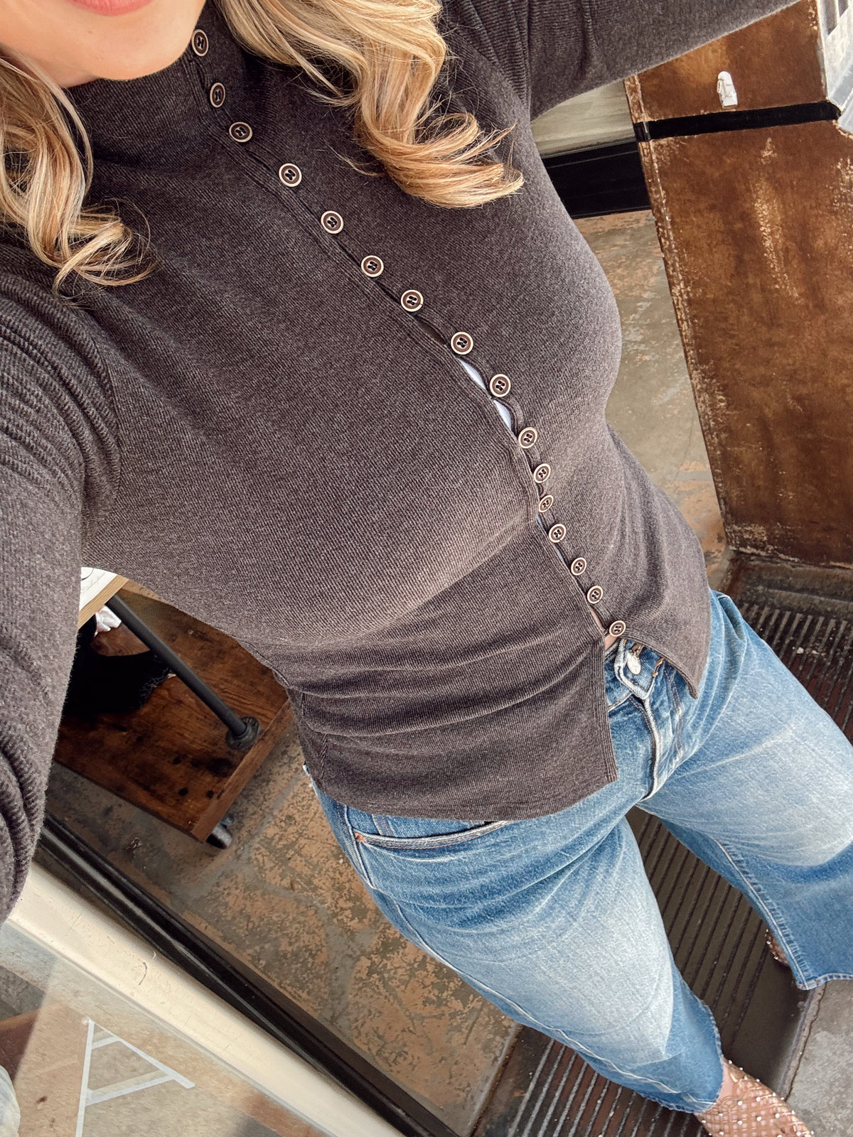 Charlotte Slim Cardi Charcoal