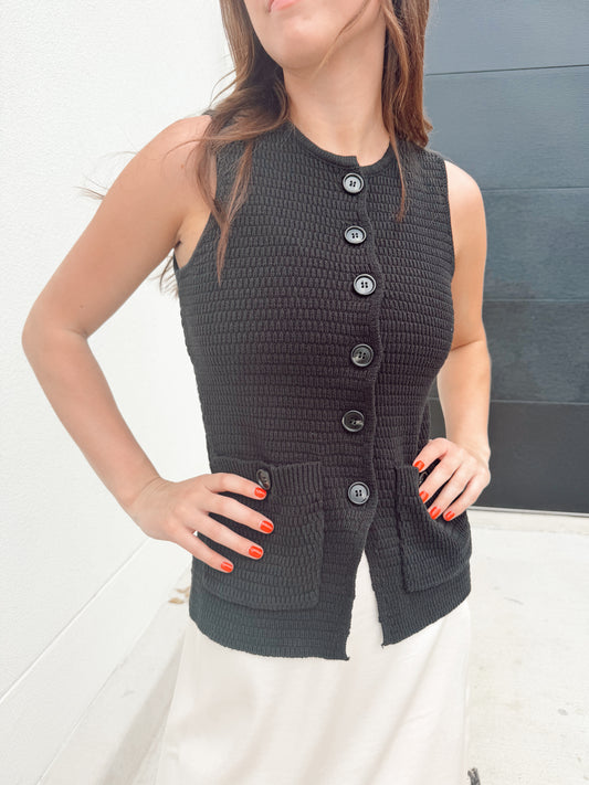 The Julie Knit Black Vest