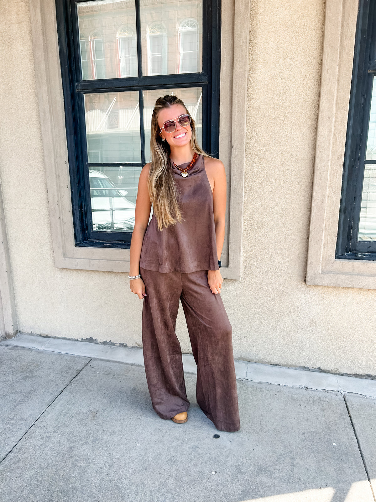 Brownie Suede Halter Top