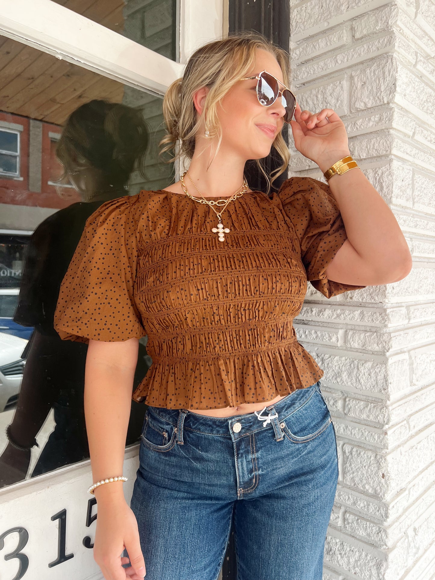Smocked Dot Top