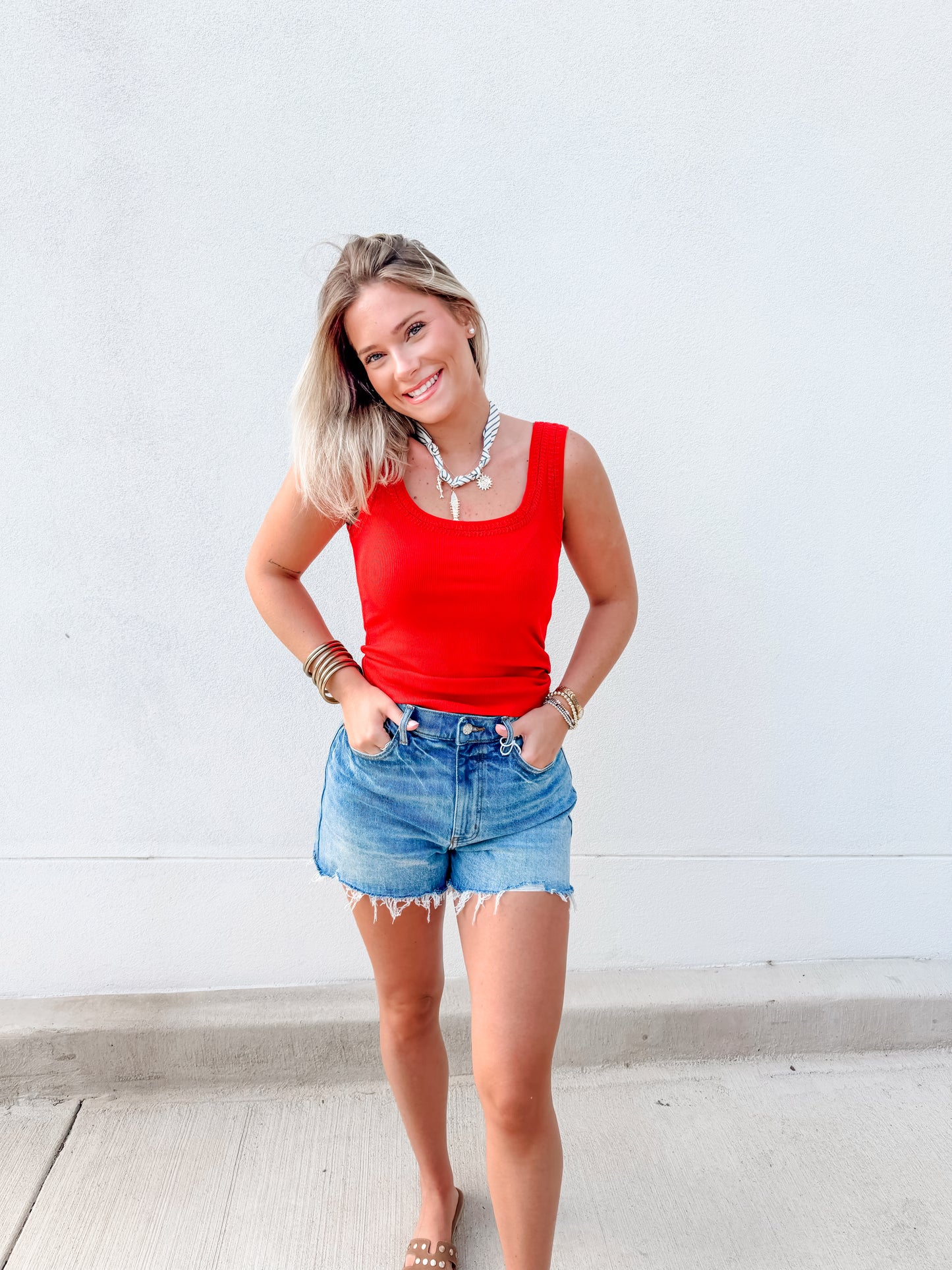 Larkin Embroidered Tank Chili Pepper