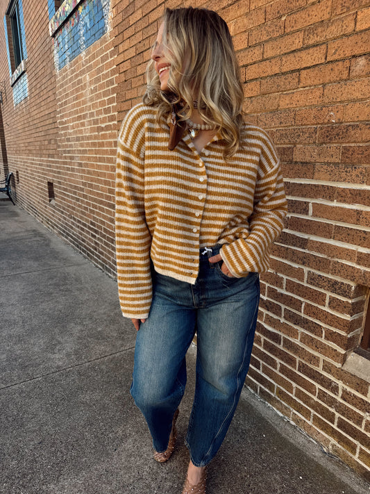 Mustard Stripe Cardigan