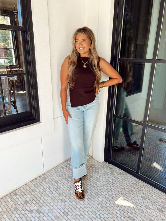 Dark Chocolate Shirring Top