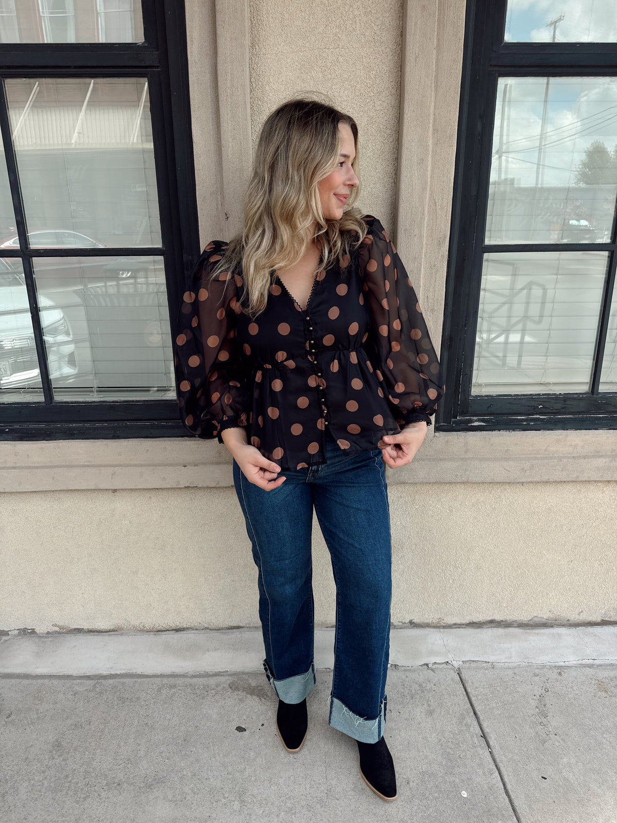 Bronze Polka Dot Top