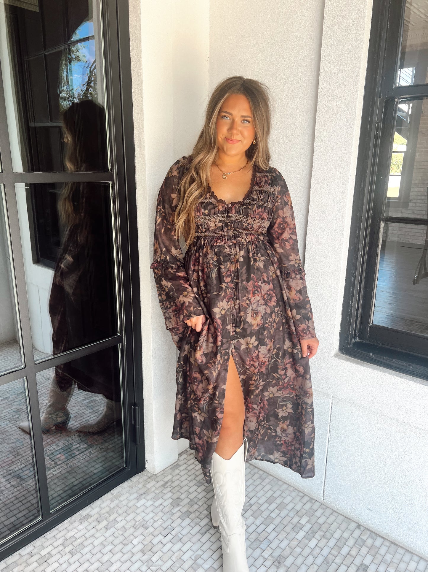 Boho Floral Midi Dress