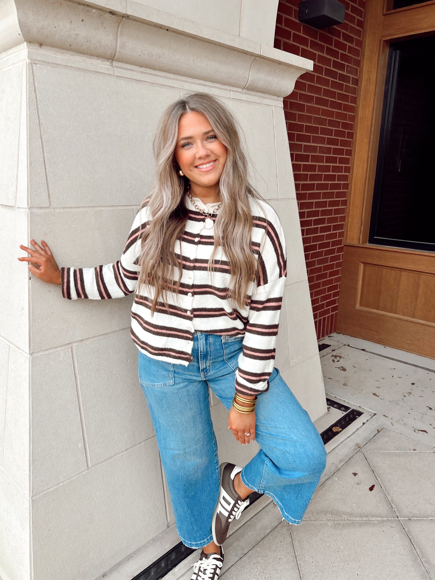 Ivory Multi Stripe Cardi