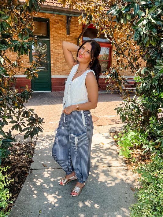 Marta Linen Vest White