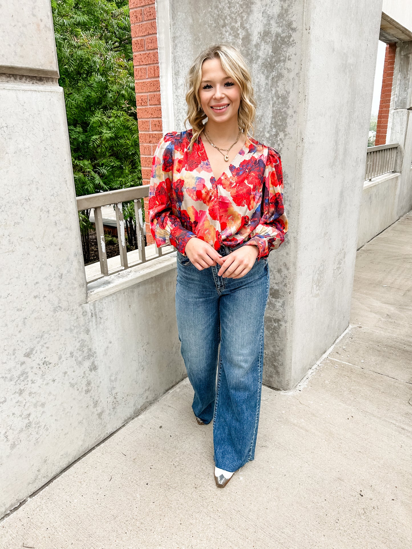 Red Multi Floral Bodysuit