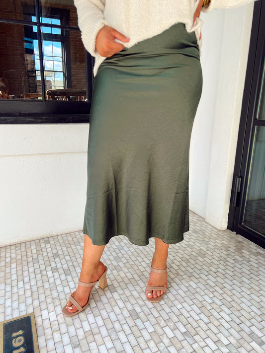 Deep Forest Satin Skirt