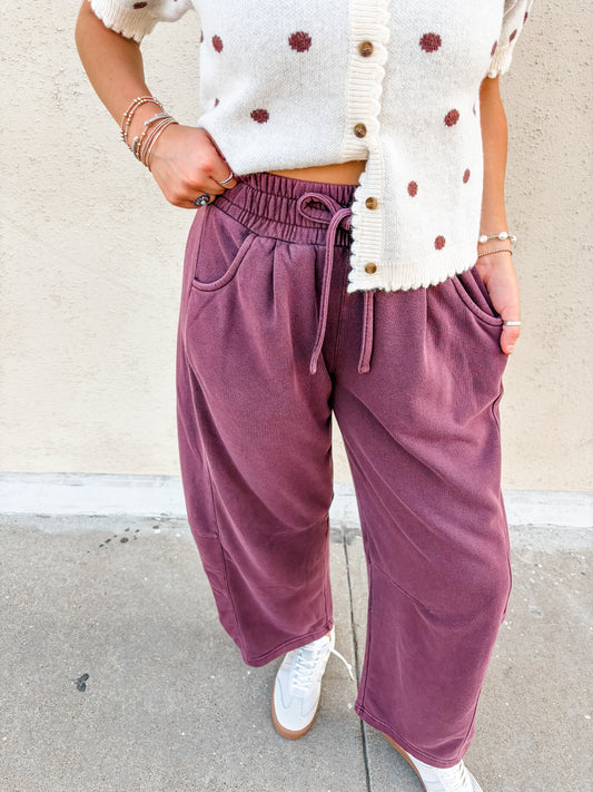 Wineberry Wide Leg Sweatpants