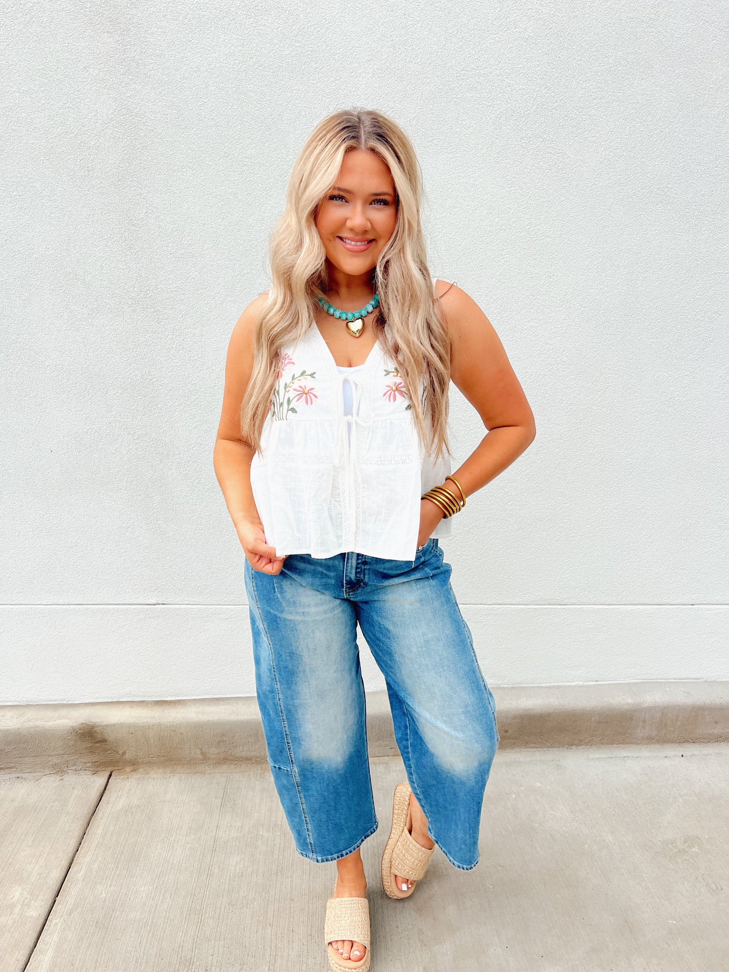 Summer Floral Embroidered Vest