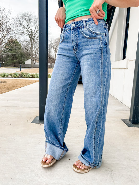 Shine On Cuffed Wide Leg