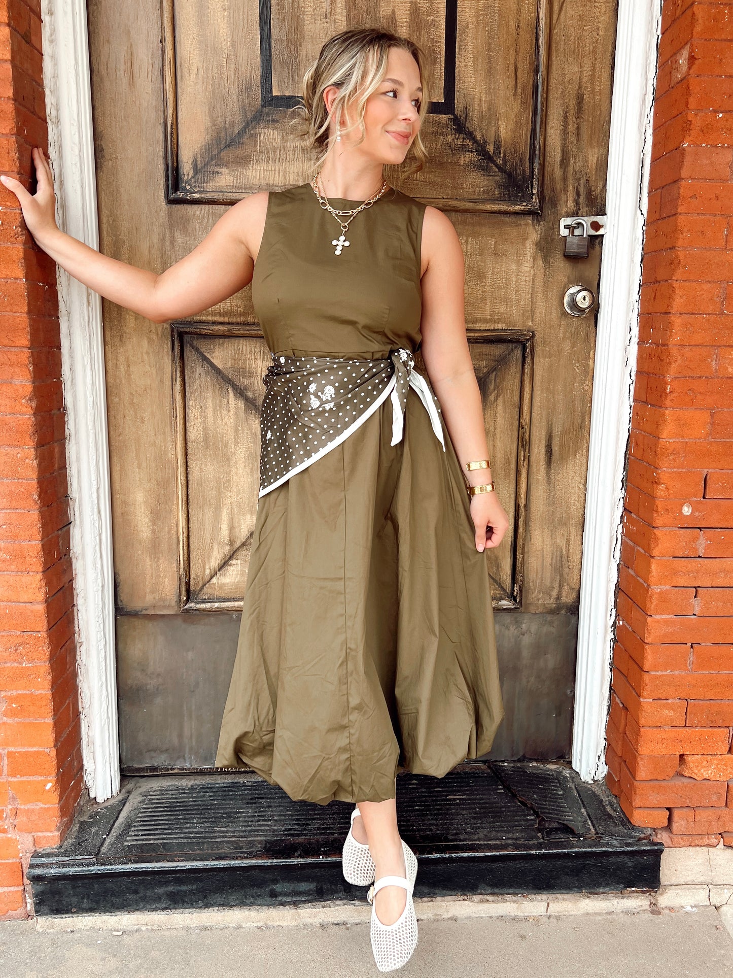 Olive Scarf Dress