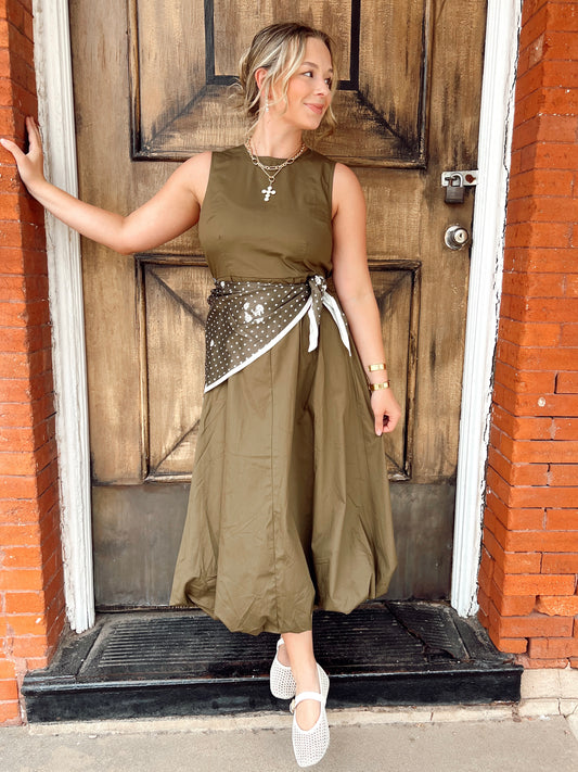Olive Scarf Dress
