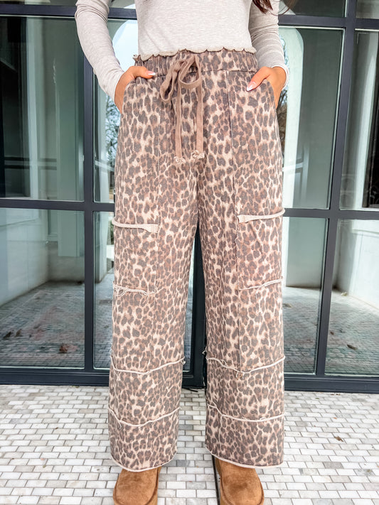 Mocha Leopard Knit Pants