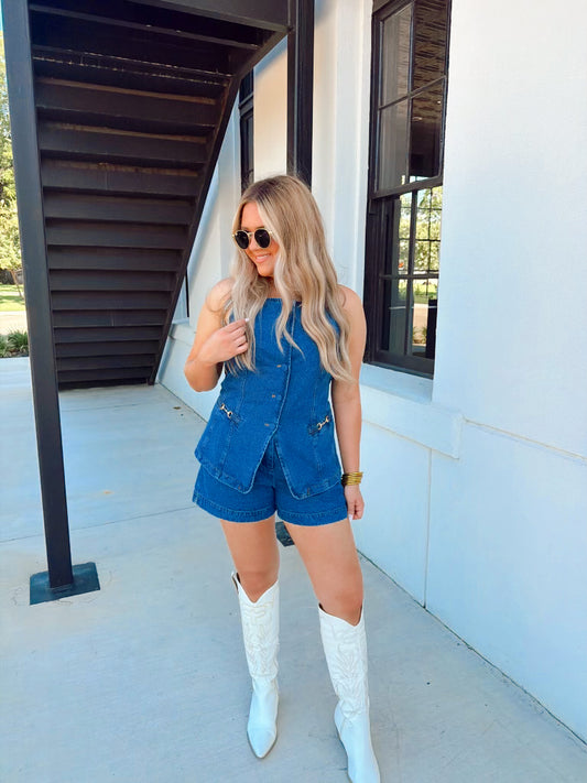 Gold Couture Denim Shorts