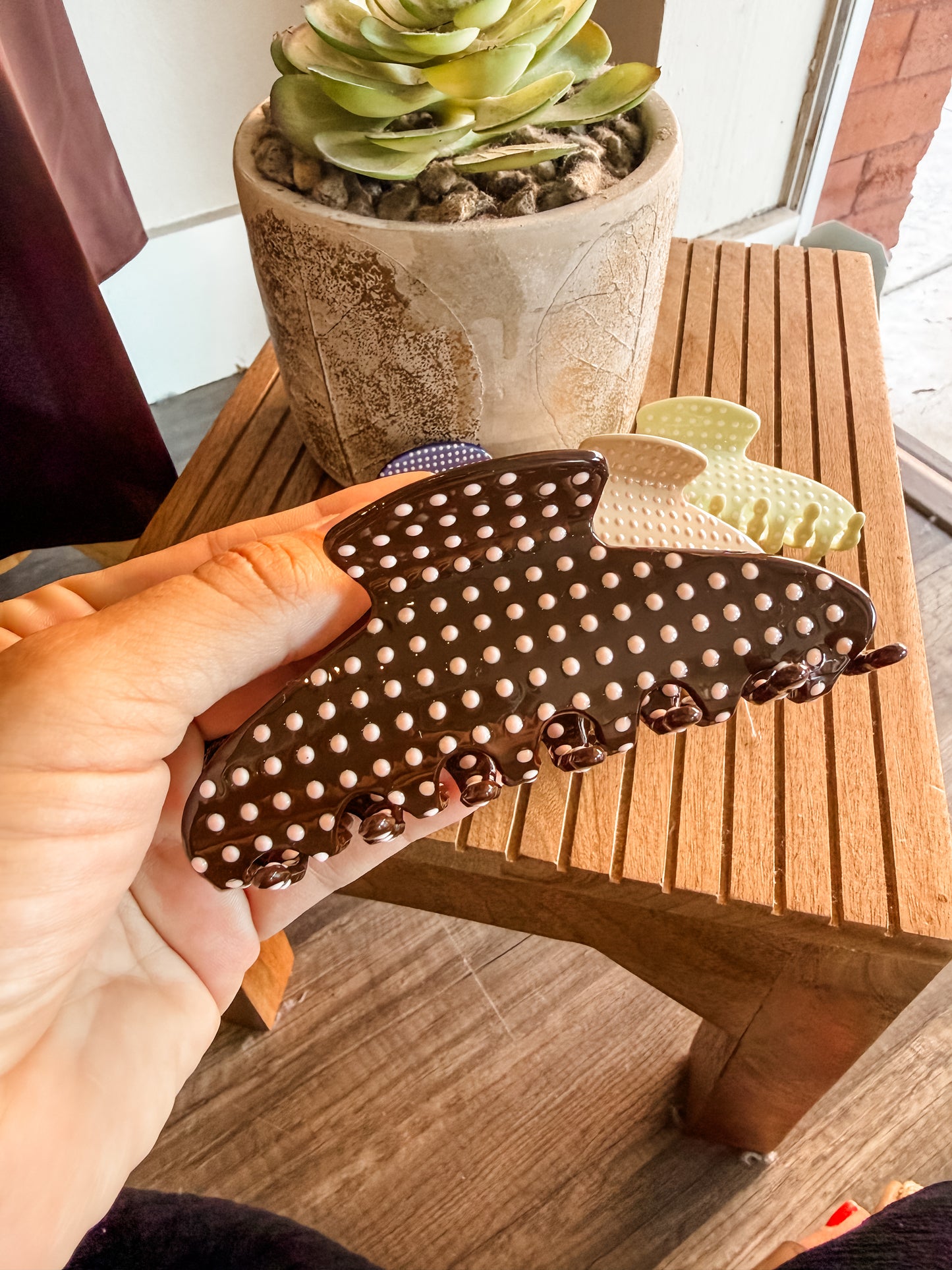 Chocolate Polka Dot Clip