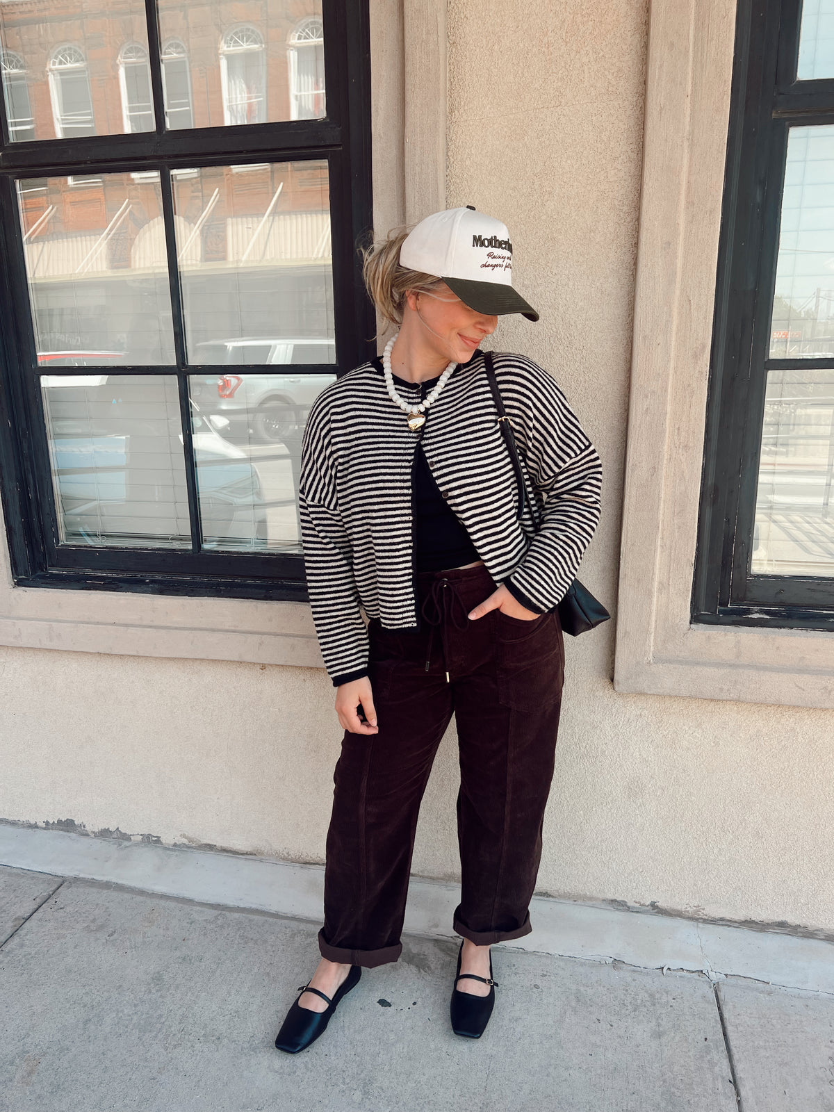 Jess Striped Cardigan Black